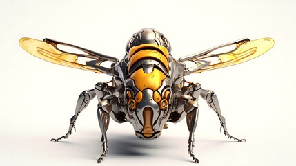 Mechanical Robot Honey Bee isolated on white background