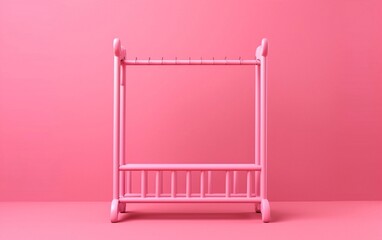 Fototapeta na wymiar Pink Clothes Rack on Pink Background Fashionably Chic Display, Generative AI