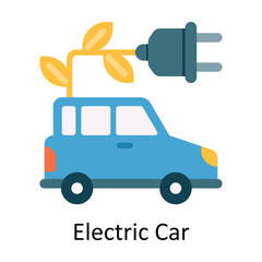 Electric Car Vector Flat Icon Design illustration. Nature and ecology Symbol on White background EPS 10 File