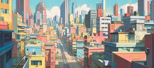 Modern view city background. Generative AI technology.