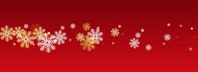 Obraz na płótnie Canvas Silver Snow Vector Panoramic Red Background.