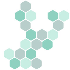 Futuristic green random digital hexagons, honeycomb elements