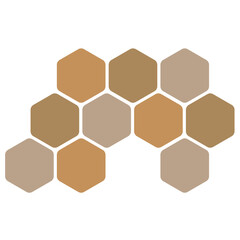 Futuristic brown random digital hexagons, honeycomb elements