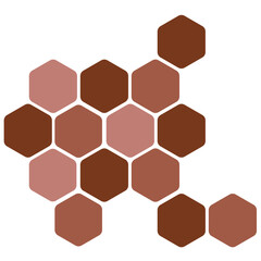 Futuristic dark red random digital hexagons, honeycomb elements