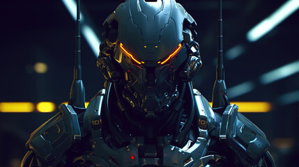 illustration robot pilot of the spaceship of the future