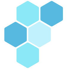 Futuristic blue random digital hexagons, honeycomb elements