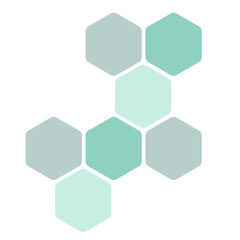 Futuristic green random digital hexagons, honeycomb elements