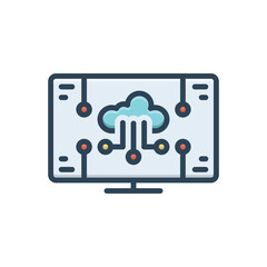 Color illustration icon for computing 