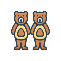 Color illustration icon for bears  