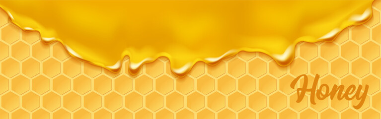 Background with honeycombs and honey.