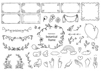 手描きの植物フレームのセット - 615013252