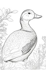 canard, coloriage, illustration, midjourney, ia g&eacute;n&eacute;rative, g&eacute;n&eacute;rative, ia