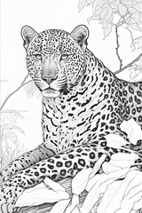 jaguar, coloriage, illustration, midjourney, ia g&eacute;n&eacute;rative, g&eacute;n&eacute;rative, ia