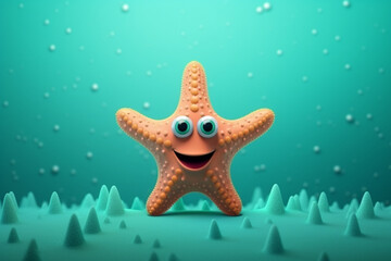 cute starfish 3d rendering elements minimal background