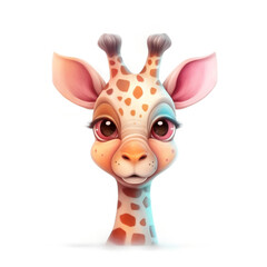 Fototapeta na wymiar Cute giraffe cartoon illustration isolated image animal character