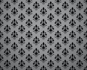 Flower geometric pattern. Seamless vector background. Gray and black ornament