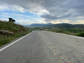 Asphalt road to old Bademli village and nature view