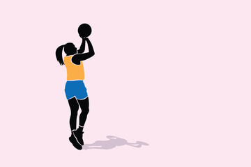 Woman Basketball Player Silhouettes. basketball players isolated vector illustration.