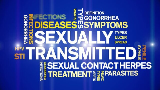 Sexually Transmitted animated tag word cloud;text design animation kinetic typography seamless loop.