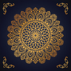 Golden luxury mandala design with beautiful background