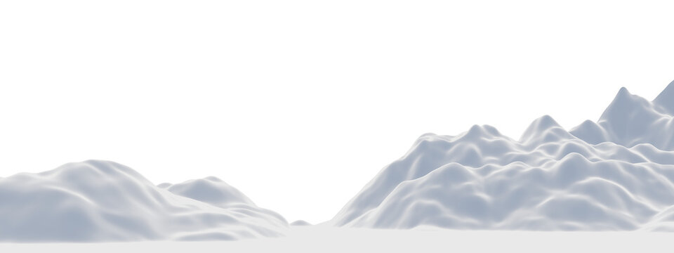 3D render snow mountain. White  terrain. Cold environment.