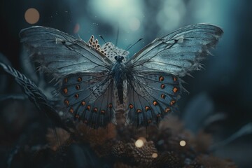 Fototapeta na wymiar A mystical being with transparent wings flies gracefully. Created in 8k resolution. Generative AI
