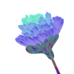 colorful flower draw with oil brush texture in cool tone