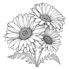 Cute Daisy flower in coloring page style illustration. Line art painting. Generative AI