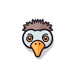Fototapeta premium Portrait of Ostrich cute animal icon. Line style character avatar. Generative AI