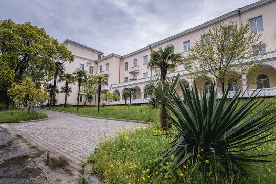 Tskaltubo, Georgia - April 23, 2015: Tskaltubo Spa Resort - former resort hotel of Joseph Stalin, Tskaltubo city