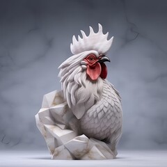 Portrait of Rooster animal in marble sculpture style. Ancient statue of animal. Generative AI