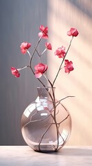 Geranium flower in elegant vase. Minimalism design with beautiful flower. Generative AI