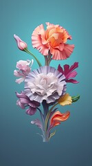 Cute Carnation blooming flower. Vibrant colorful floral design with beautiful flower. Generative AI