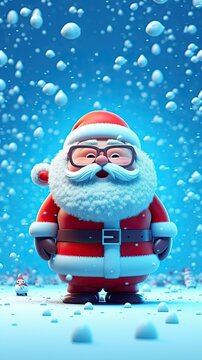 Cute Santa Claus character illustration. Christmas and New year holiday painting. Generative AI