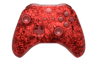 Realistic video game joystick with mosaic seamless pattern on white background