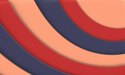 Abstract red and blue curve design stripes soft background. 3D illustration.