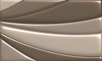 Abstract Brown metallic design stripes lines background. 3D illustration.