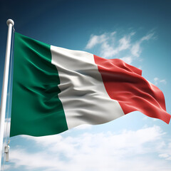 italian flag waving with sky background