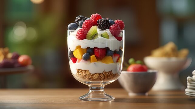 ice cream with berries HD 8K wallpaper Stock Photographic Image