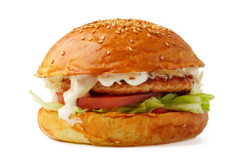 Tasty fresh burger isolated on white background