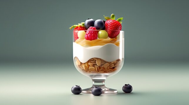 cream with berries HD 8K wallpaper Stock Photographic Image