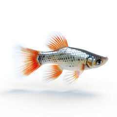 Guppy or millionfish or rainbow fish. 3D illustration digital art design, generative AI