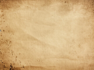 Old brown paper parchment background with distressed vintage stains and ink spatter and white faded shabby center, elegant antique beige color. generative ai - obrazy, fototapety, plakaty