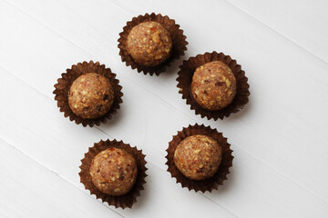 Healthy candies on white background close up