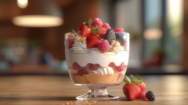 strawberry ice cream HD 8K wallpaper Stock Photographic Image
