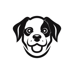 Minimal dog care logo design. Cheerful puppy. Cute dog logo. Dog head with love vector. Dog is the best friend.