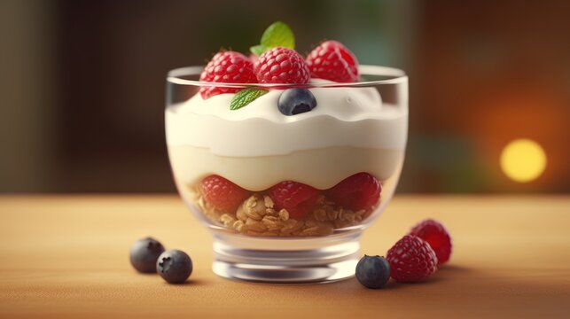 yogurt with strawberry HD 8K wallpaper Stock Photographic Image