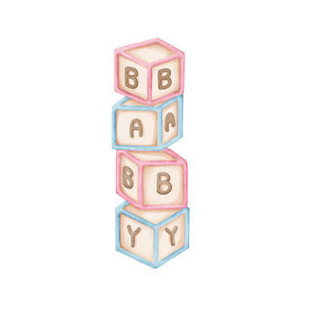 Letter blocks font. 3d children toys english alphabet, baby cubes