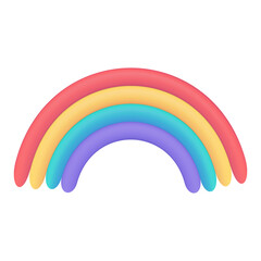 3D weather forecast icons clear sky after rain Beautiful rainbow. 3D illustration.