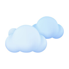 3D weather forecast icons white clouds in the rainy season with strong winds and rain